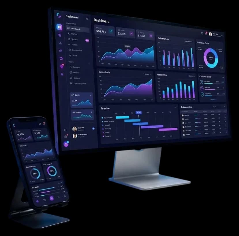 Custom software development architecture showcasing bespoke SaaS platforms, enterprise systems, internal business tools, and custom API engineering.